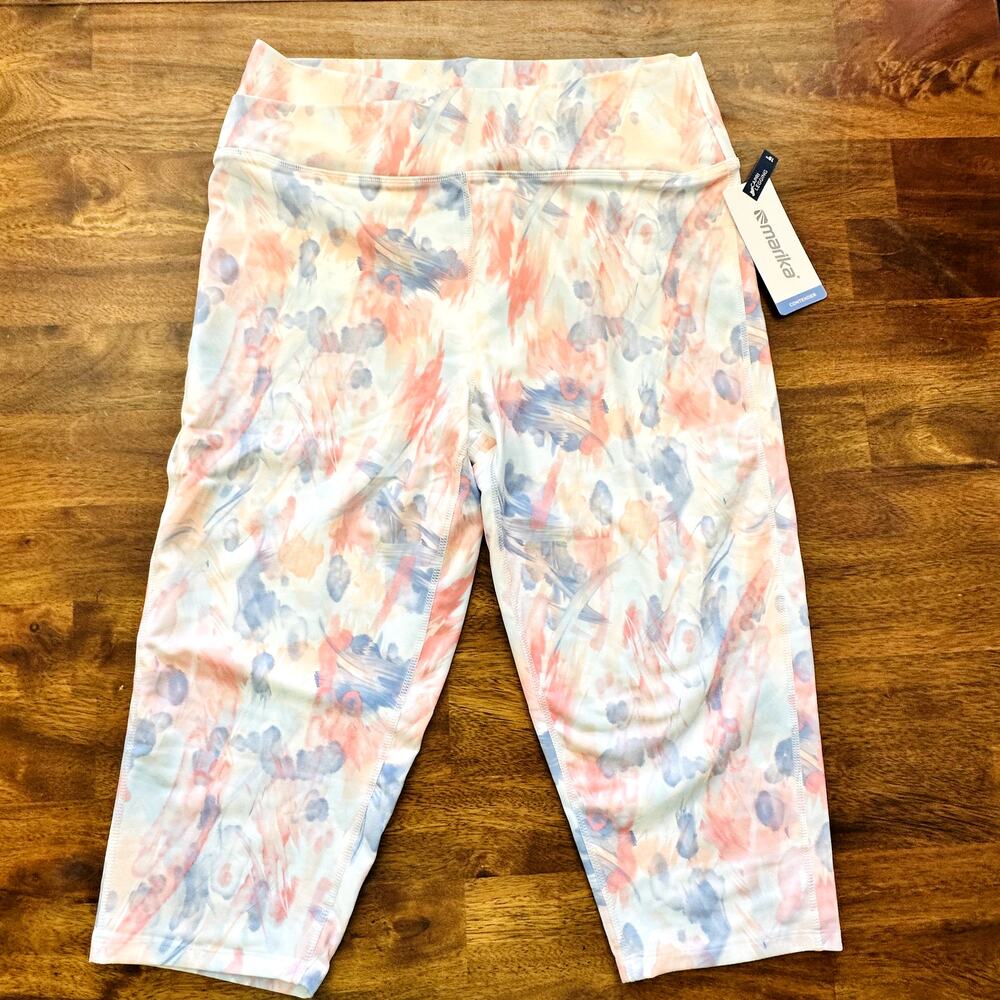 Marika Contender Capri Leggings XXL Tie Dye Gym To Street Elastic Waistband